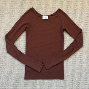 Chocolate brown Aritzia Sunday best knit longsleeve sweater